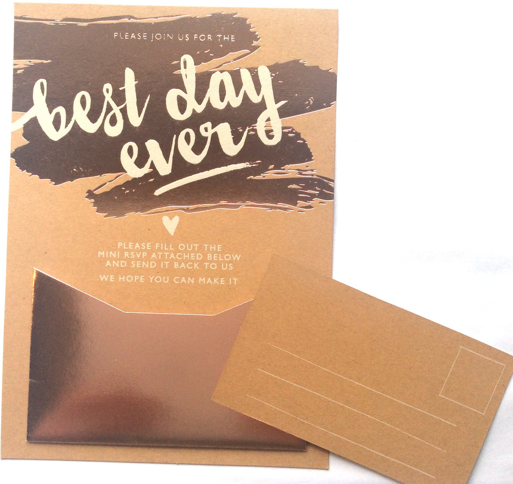 Rose Gold Wedding Invitation Cards with RSVP Envelopes – Pack of 50 | Rustic & Elegant