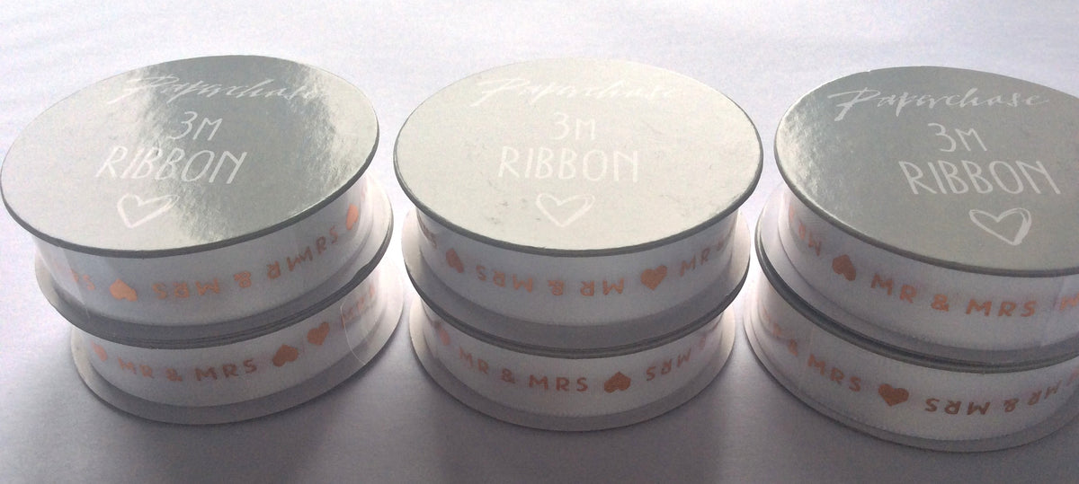 Paperchase wedding ribbon rolls labelled 3M ribbon