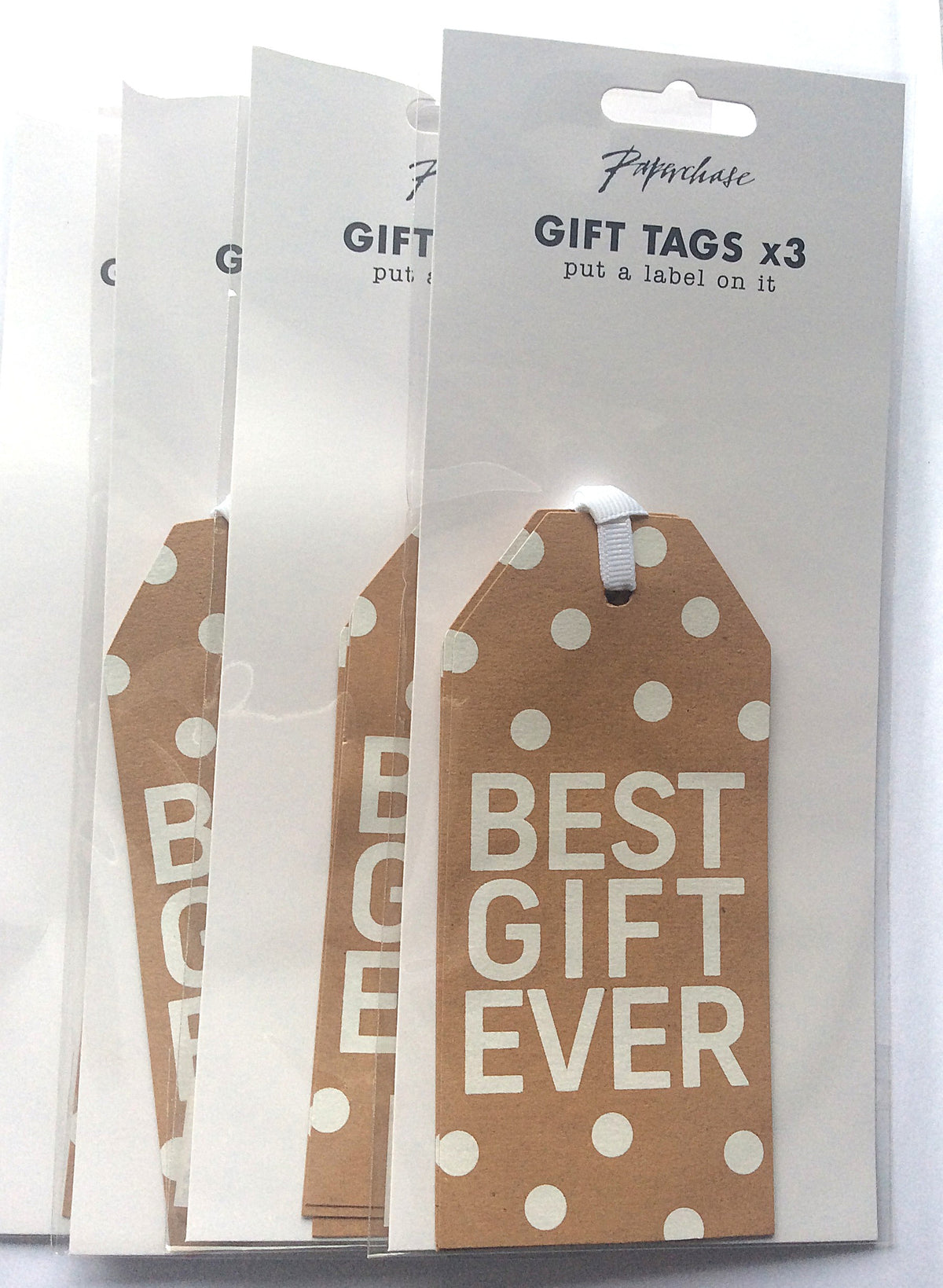 Paperchase Best Gift Ever kraft gift tags with white ribbon loops