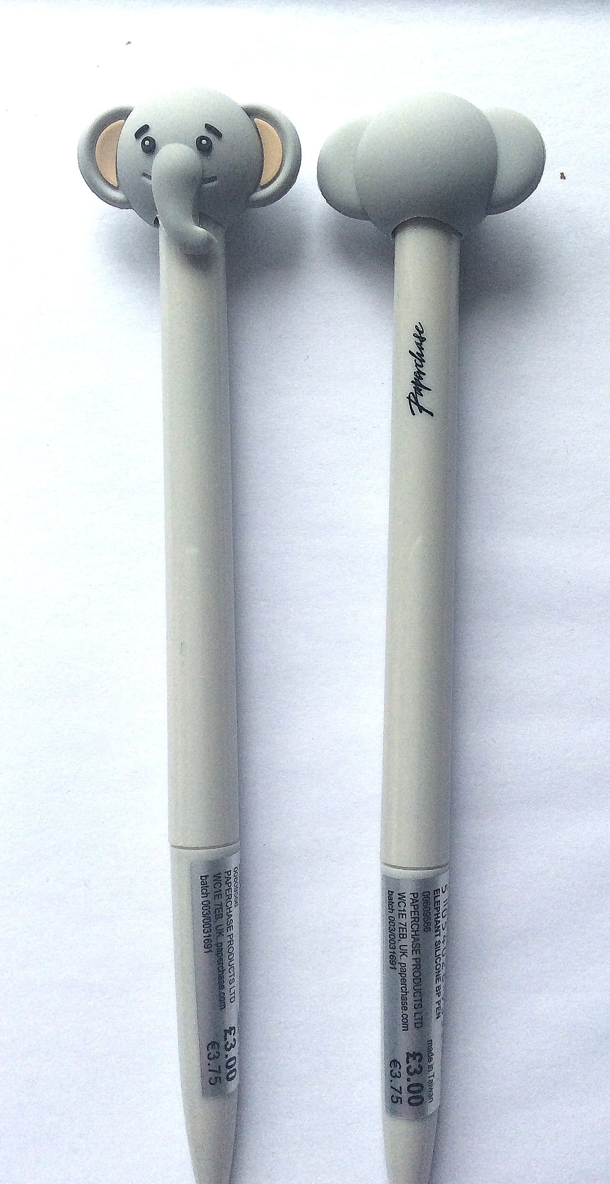 Close-up of two pink Paperchase bunny character pens