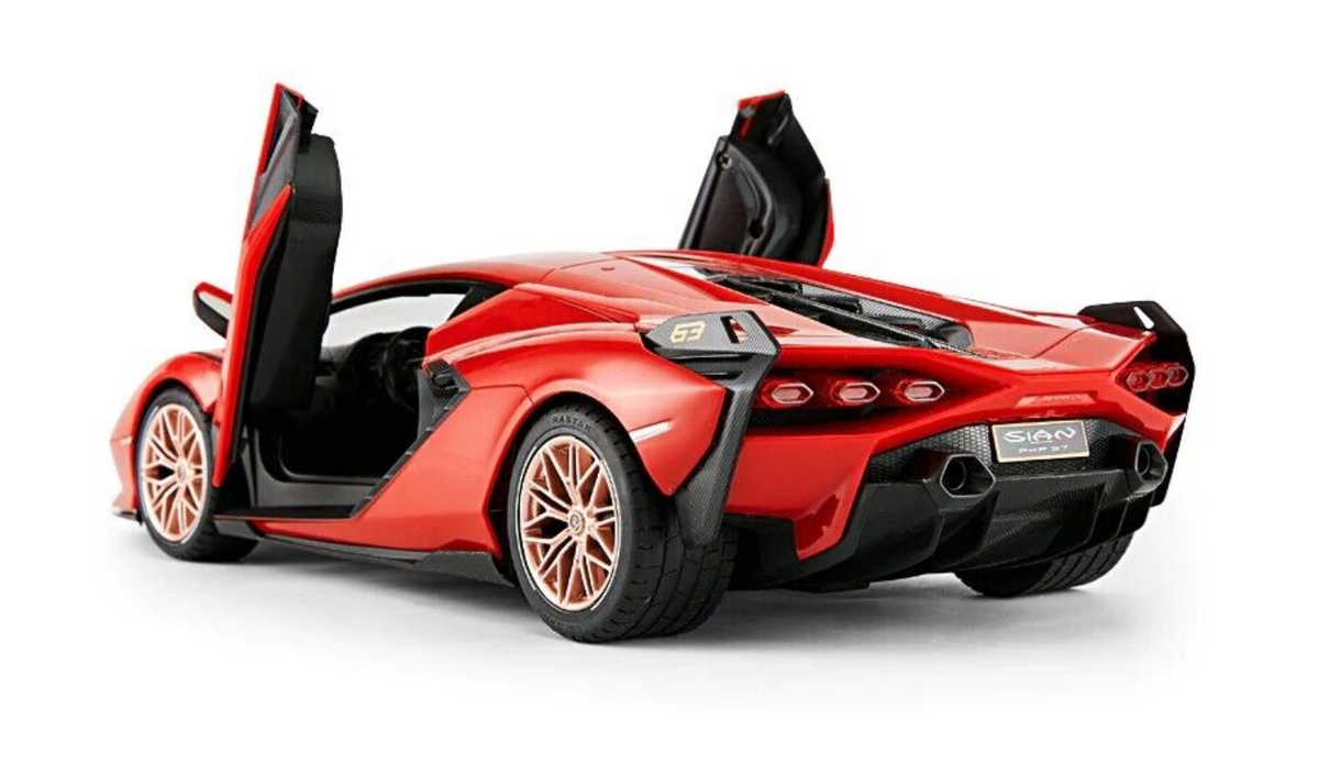 2.4 GHz radio control features of the Rastar Lamborghini Sian including 98 ft range and 5 mph speed