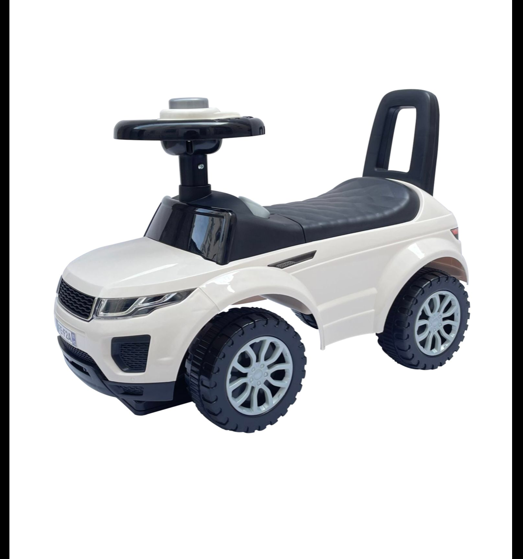 Kids ride-on SUV car side view in white