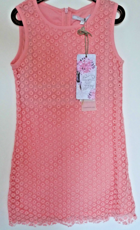 Silvian Heach Girls Peach Lined Lace Dress Age 7