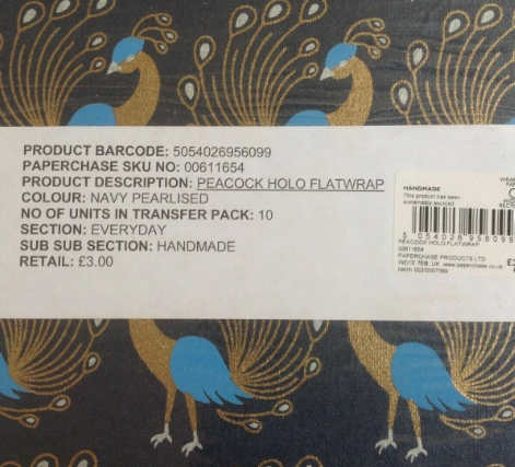 Paperchase Peacock Holo Flat Wrap Paper – Bundle of 20 Sheets (2 Packs)