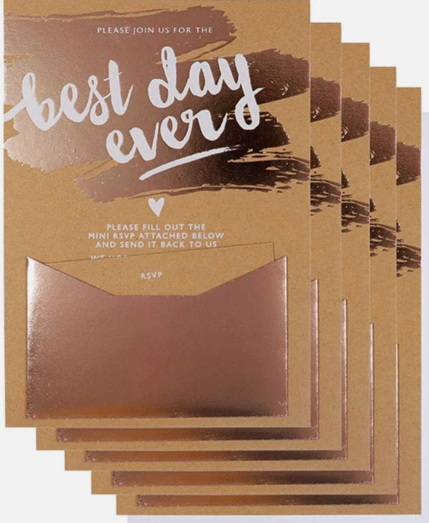 Best Day Ever Wedding Invitation Cards with RSVP Envelopes x 50
