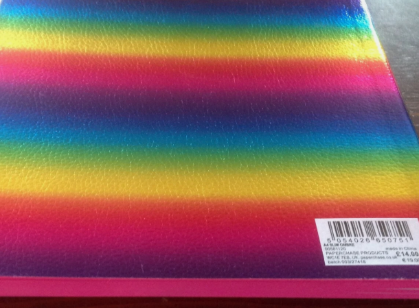 Paperchase Slim Ombre Rainbow A4 Notebook front cover