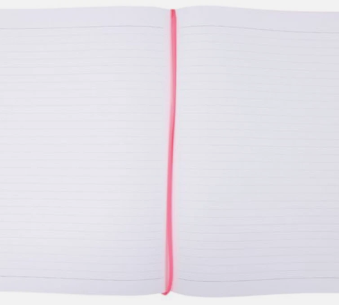 Lined pages with hot pink ribbon marker