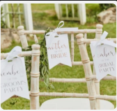 Paperchase Wedding Top Table Chair Signs with Ribbons, Pack of 8