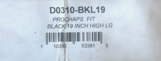 Original photograph showing the black ProChaps FIT half chaps