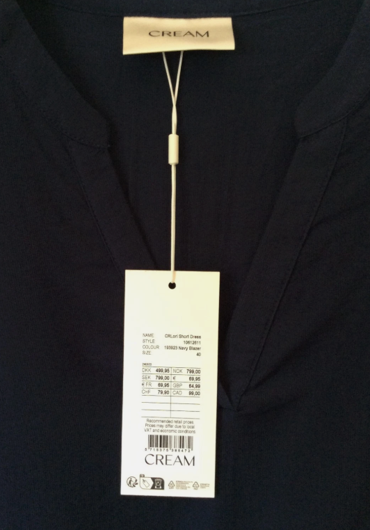 Cream CRLori Loose-Fit Dress – Navy Blazer – UK 12