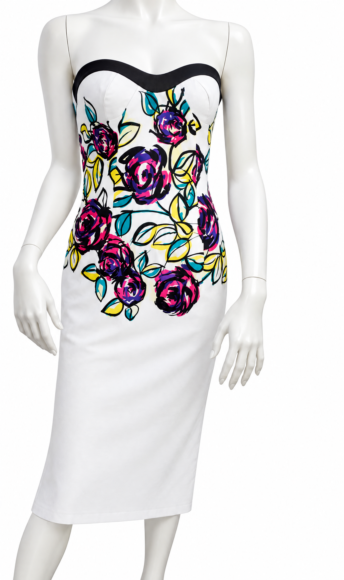 Back view of the black shrug with oversized fabric flowers