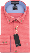 OLYMP Casual Men’s Red Check Cotton Shirt – Modern Fit