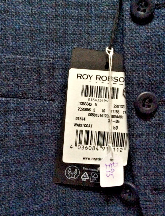 Roy Robson Waistcoat Mens Tailored Blue 40, 42, 44 Brand New with Tags