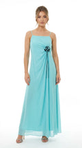 D'Zage Aqua Turquoise Maxi Dress – UK 10 | Prom, Wedding & Party